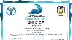 Диплом международной школы молодых ученых 
