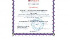 Диплом III степени Молев К.