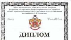 Диплом I степени за лучшую научную работу среди студентов высших учебных заведений Министерства сельского хозяйства во II этапе Всероссийского конкурса в номинации 