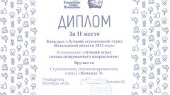 Диплом за 2 место Конкурса 