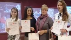 Лауреаты конкурса «Открытый бюджет» Департамента финансов Вол. области: Маленко Н., Рзаева Н., зав. кафедрой бух. учета и финансов Бовыкина М.Г., Васильева Т., 28.09. 2017 (каф. бух. учета и финансов)