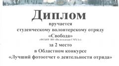 Диплом за 2 место в Областном конкурсе 