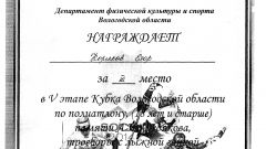 Грамота за 3 место в V этапе Кубка Вологодской области по полиатлону, (18 лет и старше) памяти А.И. Федякова, троеборье с лыжной гонкой, Череповец 2019