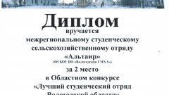 Диплом за 2 место в Областном конкурсе 