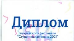 Диплом творческого фестиваля 