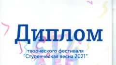 Диплом творческого фестиваля 