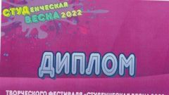 Диплом творческого фестиваля 