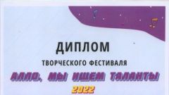 Диплом творческого фестиваля 