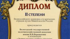 Диплом II степени Всероссийского конкурса студенческих отрядов вузов Минсельхоза России, Москва 2020