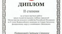 Диплом II степени за лучшую научную работу среди студентов в номинации Экономика - 2017