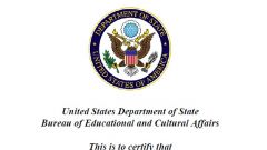 Сертификат участия в международной программе лидерства, США - 2017