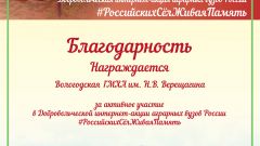 Благодарность за участие в акции #РоссийскихСелЖиваяПамять